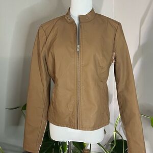 Baccini Faux Leather Petite Medium Tan Jacket Like New